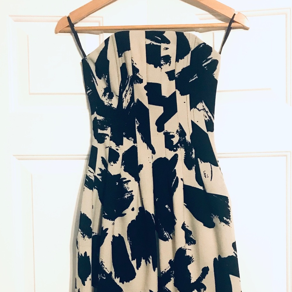 H&M Strapless Print Fit & Flat MIDI Cocktail Dress